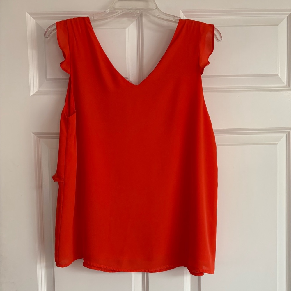 Chic Orange Ruffle Blouse - Picture 2 of 2